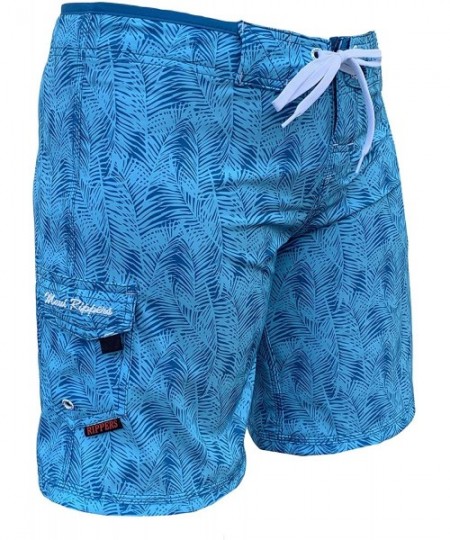 Board Shorts Women's 4-Way Stretch 9" Swim Shorts Boardshorts - Aqua Palm - C718NL6XG23