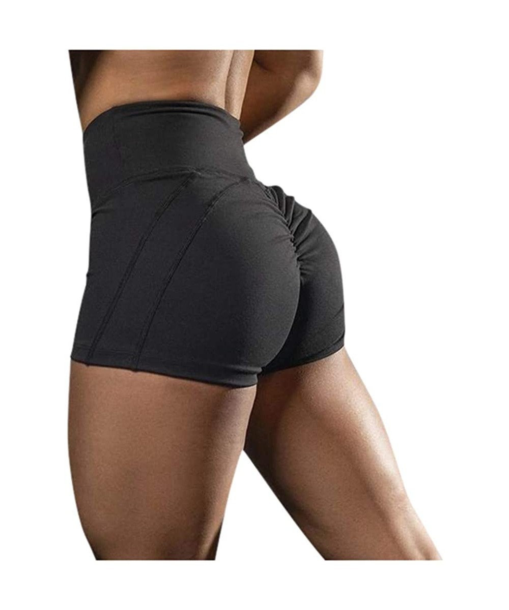 Sets Solid Color High Waist Yoga Pants Women Casual Short Pants Sport Pants - Black - CM198R0QS86