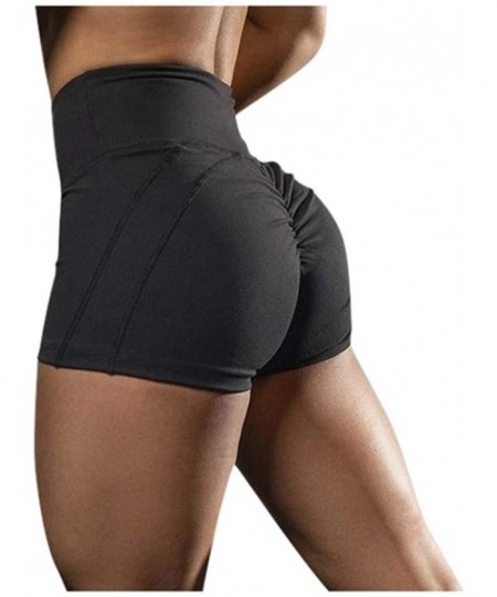 Sets Solid Color High Waist Yoga Pants Women Casual Short Pants Sport Pants - Black - CM198R0QS86