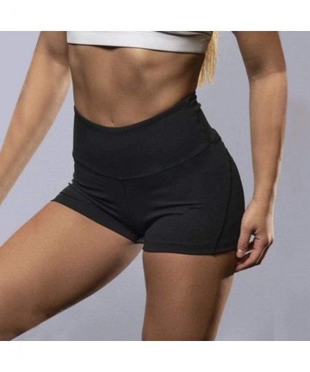 Sets Solid Color High Waist Yoga Pants Women Casual Short Pants Sport Pants - Black - CM198R0QS86