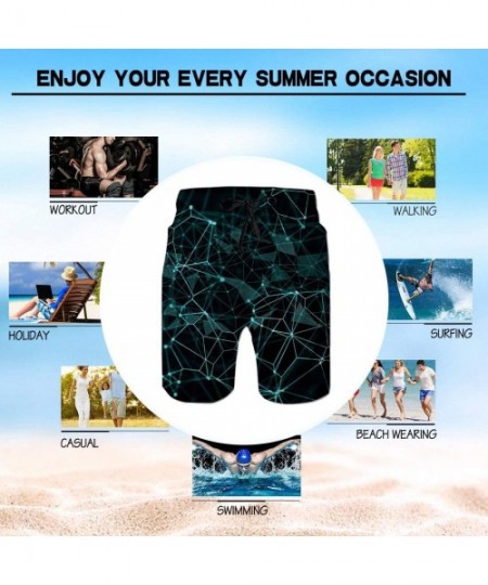 Board Shorts Mens Swim Trunks 3D Print Quick Dry Swimwear Summer Casual Athletic Beach Short Bathing Suits with Pockets - Con...