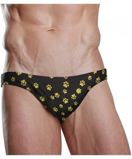 Briefs Men Swimwear Swim Bikini Briefs Barbados Flag Swimsuits Board Surf Shorts Trunks - Dog Paw Print - C918STM3E3N