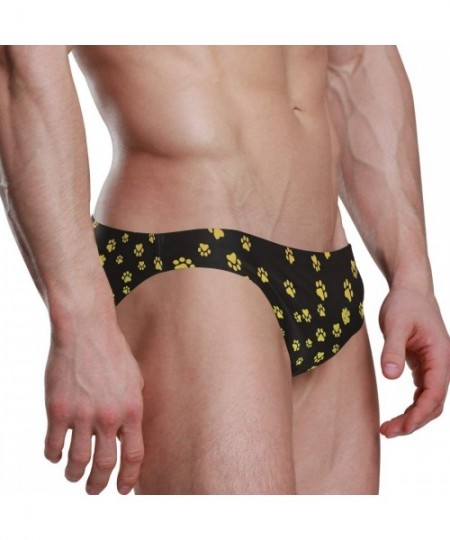 Briefs Men Swimwear Swim Bikini Briefs Barbados Flag Swimsuits Board Surf Shorts Trunks - Dog Paw Print - C918STM3E3N