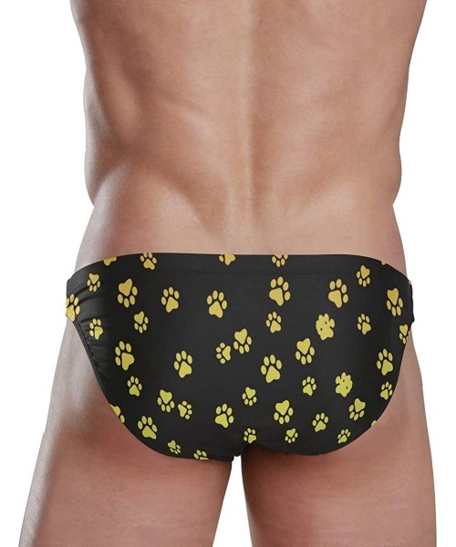 Briefs Men Swimwear Swim Bikini Briefs Barbados Flag Swimsuits Board Surf Shorts Trunks - Dog Paw Print - C918STM3E3N