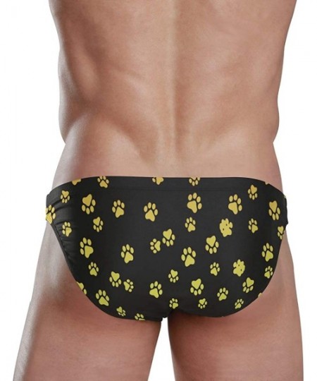 Briefs Men Swimwear Swim Bikini Briefs Barbados Flag Swimsuits Board Surf Shorts Trunks - Dog Paw Print - C918STM3E3N