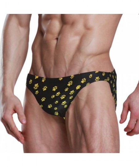 Briefs Men Swimwear Swim Bikini Briefs Barbados Flag Swimsuits Board Surf Shorts Trunks - Dog Paw Print - C918STM3E3N