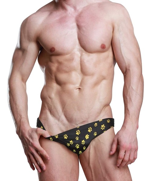 Briefs Men Swimwear Swim Bikini Briefs Barbados Flag Swimsuits Board Surf Shorts Trunks - Dog Paw Print - C918STM3E3N