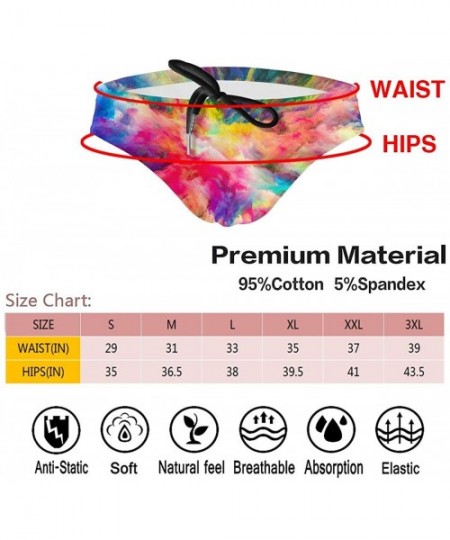 Racing Color Splash Pattern Men's Print Swim Brief Bikini Swimsuit Athletic Swimwear Briefs - CX18XW8YWDL