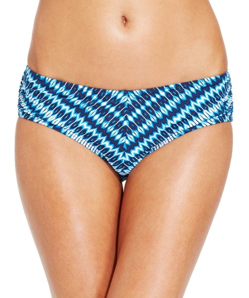 Tankinis Ikat Print Ruched Sides Hipster Bikini Bottom Brief-Navy-Small - C911S5FKEQJ