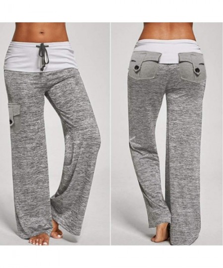 Tankinis Women Drawstring Wide Leg High Waist Long Loose Casual Pants Yoga Trousers - Gray - CR1984CG5EM