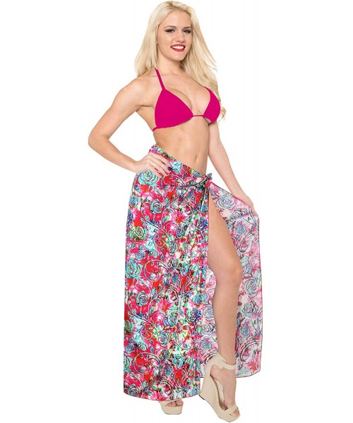 Cover-Ups Women's Plus Size Swimwear Wraps Sarong Cover Up Dress Wrap Full Long C - Pink_o997 - CG12NFIYGJH