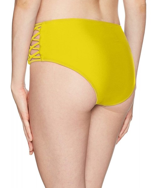 Bottoms Women's Smoothies Retro Solid High Rise Strappy Bikini Bottom Swimsuit - Citrus - CA18HW2C2MA