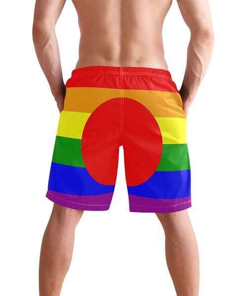 Racing Men's Swim Trunks Waving Transgender Pride Flag Quick Dry Beach Board Shorts with Pockets - Gay Pride Flag of Japan - ...