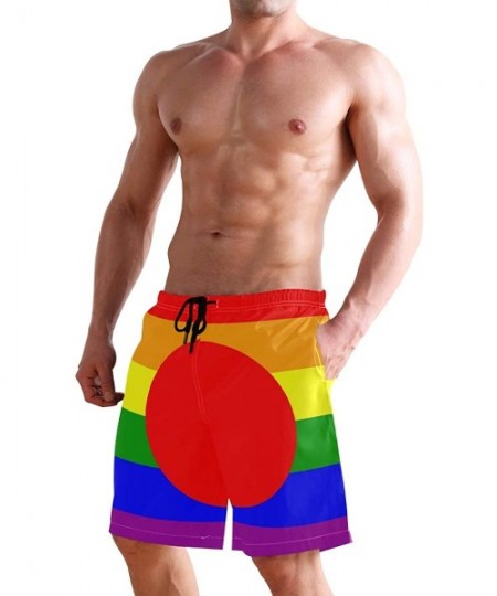 Racing Men's Swim Trunks Waving Transgender Pride Flag Quick Dry Beach Board Shorts with Pockets - Gay Pride Flag of Japan - ...