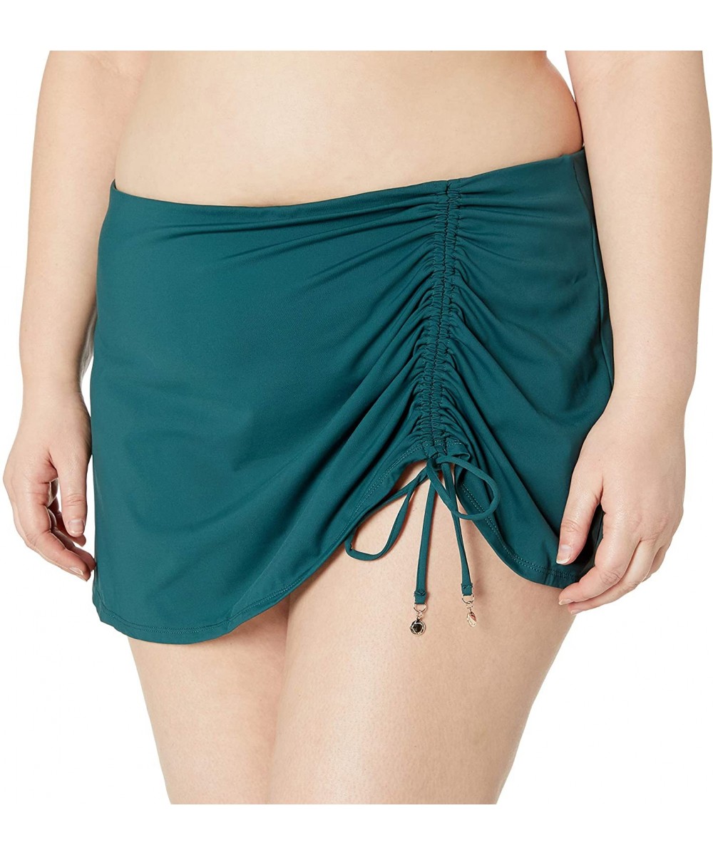 Bottoms Women's Plus Size Sarong Skirted Bikini Swim Bottom - Eucalyptus - C918ZQ7XCSX