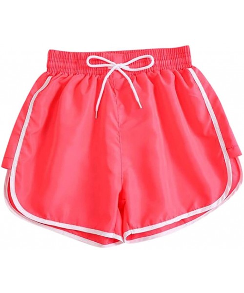 Cover-Ups Fashion Women Middle Waist Drawstring Summer Sport Shorts Beach Short Pants Denim Shorts for Women - Hot Pink - CB1...