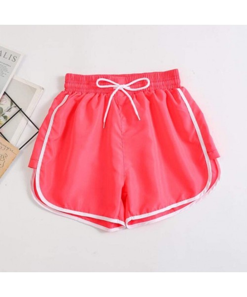 Cover-Ups Fashion Women Middle Waist Drawstring Summer Sport Shorts Beach Short Pants Denim Shorts for Women - Hot Pink - CB1...