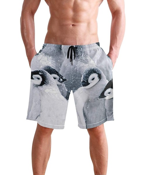 Board Shorts Bearded Dragon Lizards Swim Trunks Summer Beach Shorts Pockets Boardshorts Men Mesh Lining - Cute Snowing Pengui...