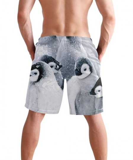 Board Shorts Bearded Dragon Lizards Swim Trunks Summer Beach Shorts Pockets Boardshorts Men Mesh Lining - Cute Snowing Pengui...