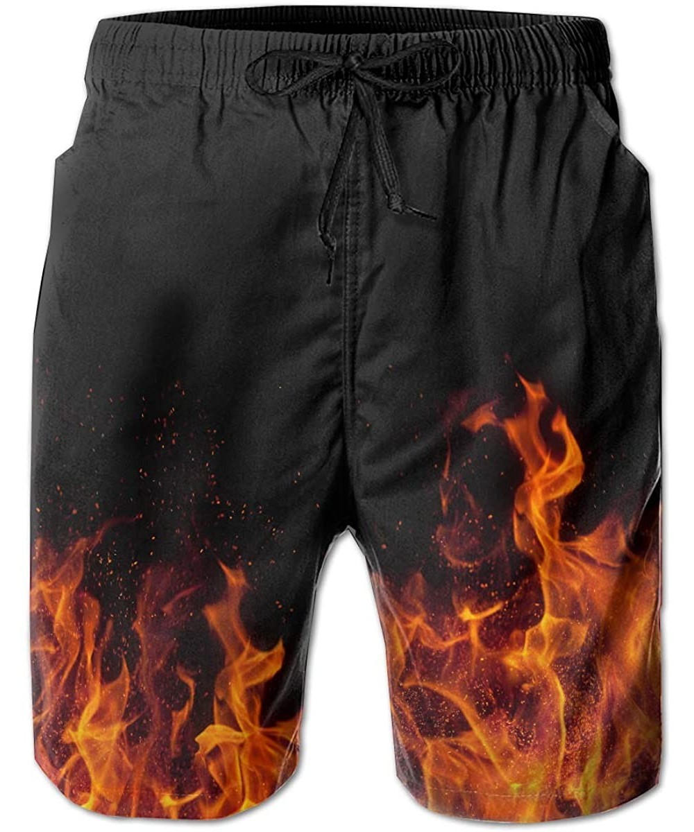 Trunks Men Flames Fire Summer Breathable Quick-Drying Swim Trunks Beach Shorts Cargo Shorts L - C718T6K70SA