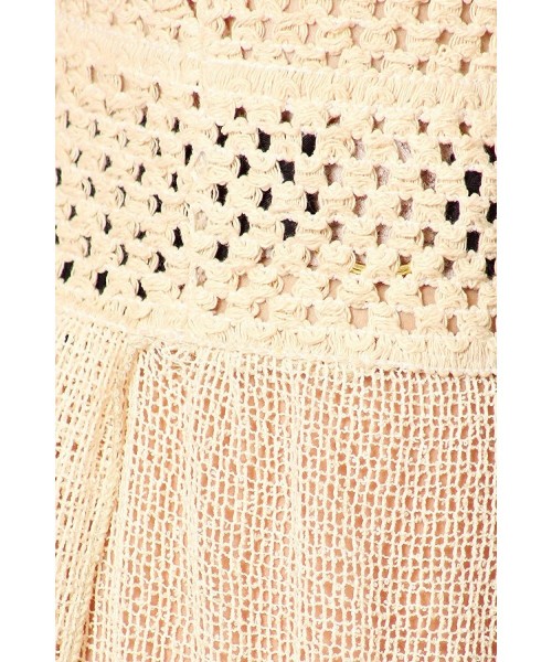 Cover-Ups Women's Sexy Crochet Split Front Swimsuit Bikini Cover Up - Beige - CU12CXM03YH