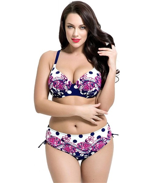 Sets Women's Push up Beachwear Retro Print Patterns Bikini Bathing Suit - 1687 White - CT17XE4EYGC