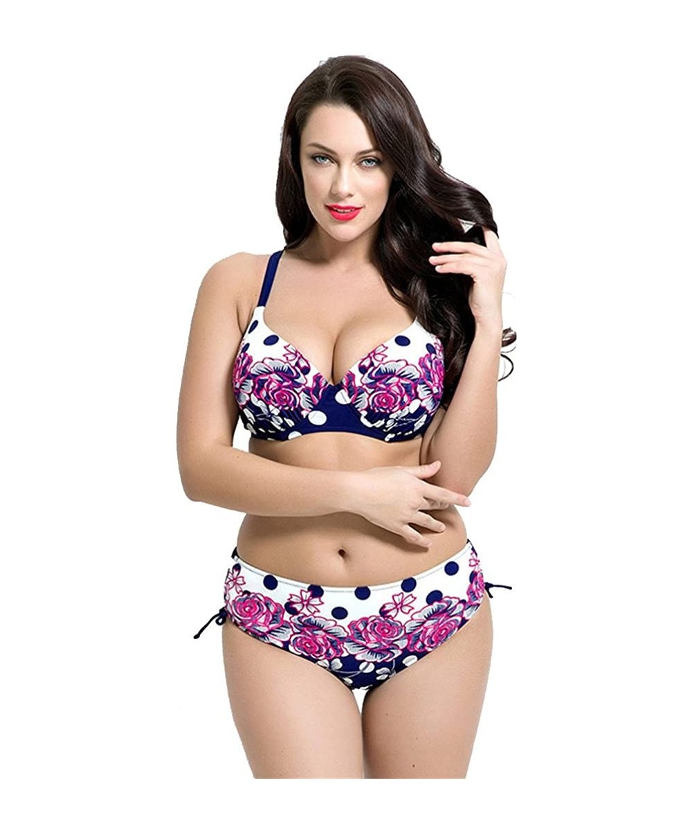 Sets Women's Push up Beachwear Retro Print Patterns Bikini Bathing Suit - 1687 White - CT17XE4EYGC