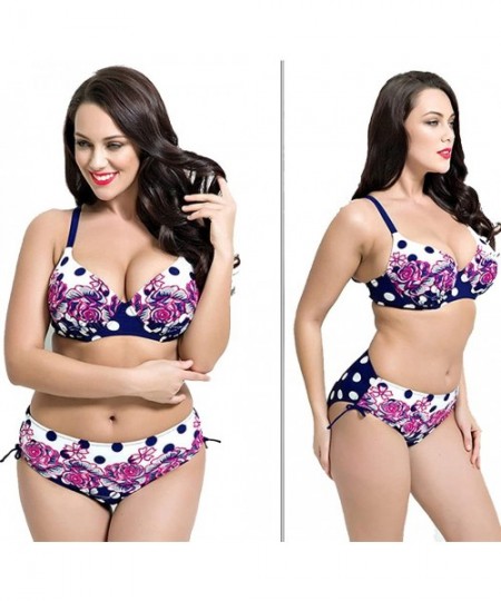 Sets Women's Push up Beachwear Retro Print Patterns Bikini Bathing Suit - 1687 White - CT17XE4EYGC