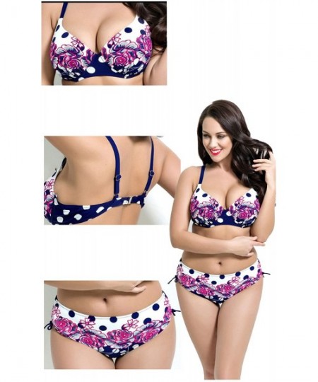 Sets Women's Push up Beachwear Retro Print Patterns Bikini Bathing Suit - 1687 White - CT17XE4EYGC