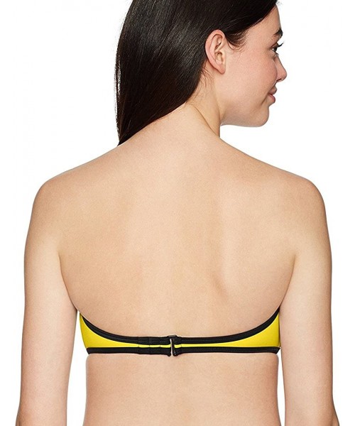 Tops Women's Tainted Love Molded Cup Bandeau Bikini Top Swimsuit - 80's Throwback Yellow - CQ18697X4AQ