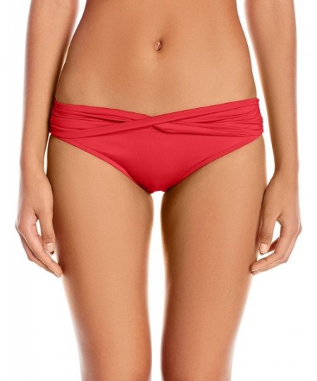 Tankinis Women's Twist Band Hipster Full Coverage Bikini Bottom Swimsuit - Chili - CR11719ZVB3