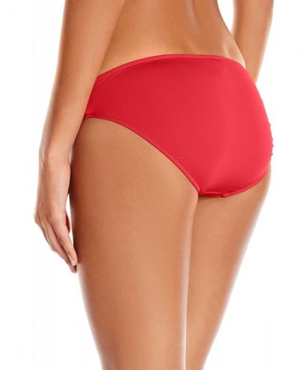 Tankinis Women's Twist Band Hipster Full Coverage Bikini Bottom Swimsuit - Chili - CR11719ZVB3