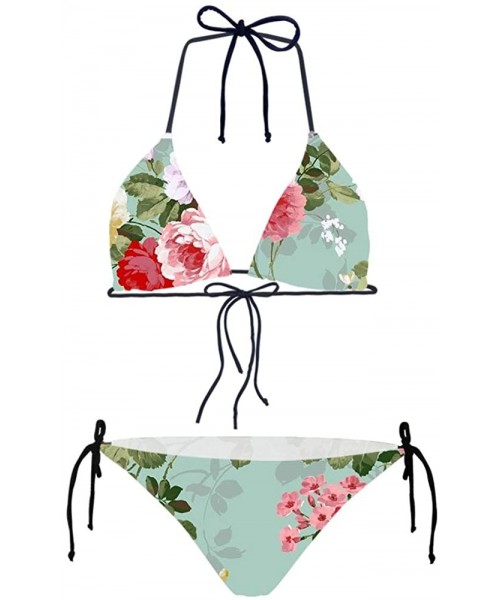 Sets Women's Bikini Two Piece Swimsuit (2 Sizes Smaller Than Standard) - Floral 22 - C818OM20ZWU