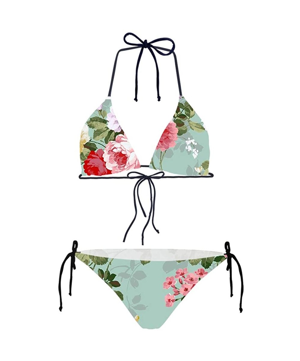 Sets Women's Bikini Two Piece Swimsuit (2 Sizes Smaller Than Standard) - Floral 22 - C818OM20ZWU