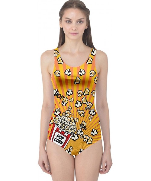 One-Pieces Womens Summer Vacation Holiday Pineapple Pop Art Lips Rock Triangles One Piece Swimsuit- X- Orange Popcorn - CU184...