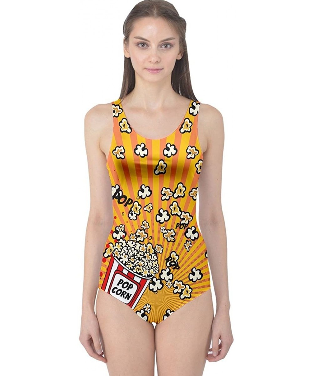 One-Pieces Womens Summer Vacation Holiday Pineapple Pop Art Lips Rock Triangles One Piece Swimsuit- X- Orange Popcorn - CU184...