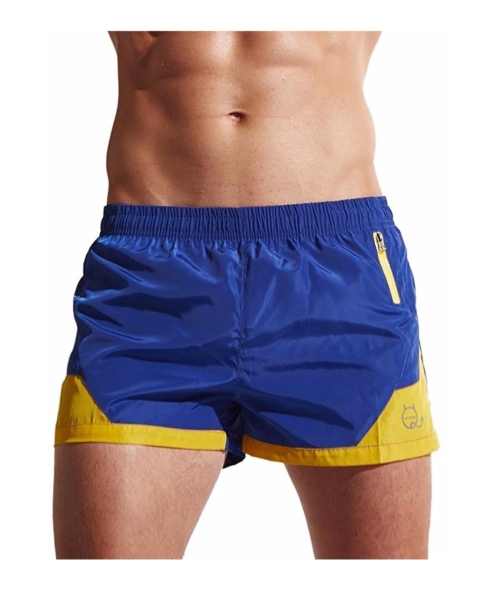 Board Shorts Men Beach Shorts Quick Dry Swim Trunk Pants Pockets Surfing Swimming Watershort - Blue - CL18CCLST54