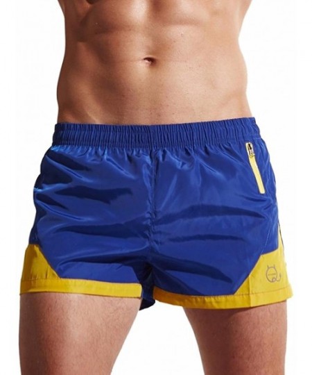 Board Shorts Men Beach Shorts Quick Dry Swim Trunk Pants Pockets Surfing Swimming Watershort - Blue - CL18CCLST54