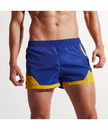 Board Shorts Men Beach Shorts Quick Dry Swim Trunk Pants Pockets Surfing Swimming Watershort - Blue - CL18CCLST54