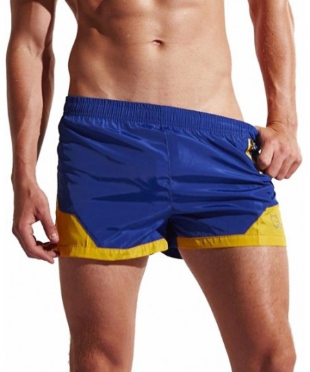 Board Shorts Men Beach Shorts Quick Dry Swim Trunk Pants Pockets Surfing Swimming Watershort - Blue - CL18CCLST54