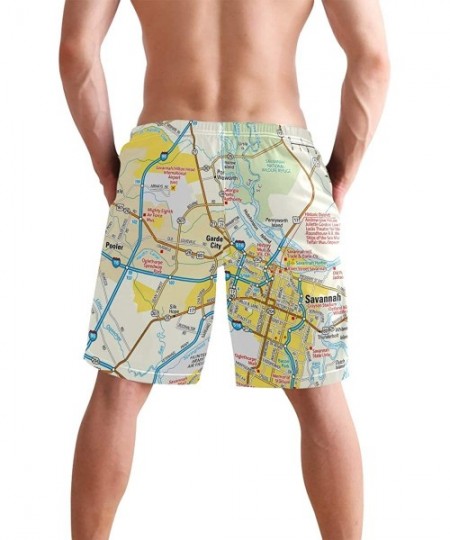 Racing Mens Swim Trunks Skull Cacti Cactus Beach Board Shorts - Savannah Georgia Area Map - C718NX8DCZT