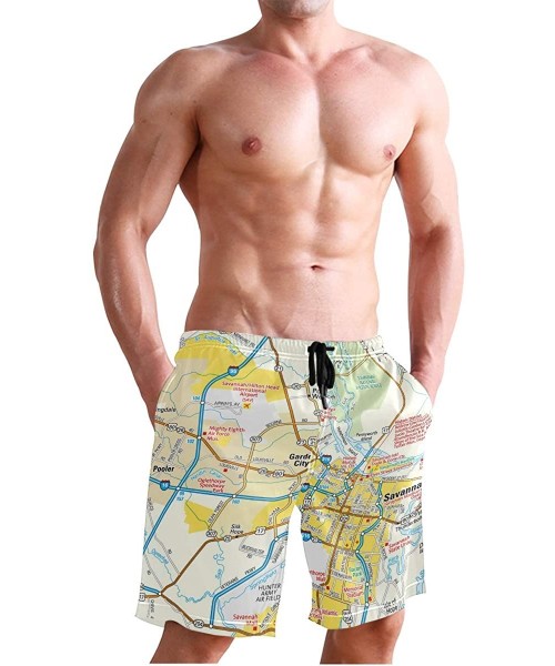 Racing Mens Swim Trunks Skull Cacti Cactus Beach Board Shorts - Savannah Georgia Area Map - C718NX8DCZT