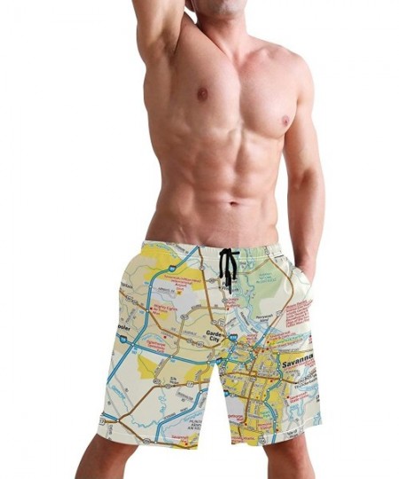 Racing Mens Swim Trunks Skull Cacti Cactus Beach Board Shorts - Savannah Georgia Area Map - C718NX8DCZT