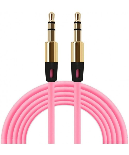 Tankinis 3.5mm Auxiliary Cable Audio Cable Male to Male Flat Aux Cable - Pink - C118Z40DZGU