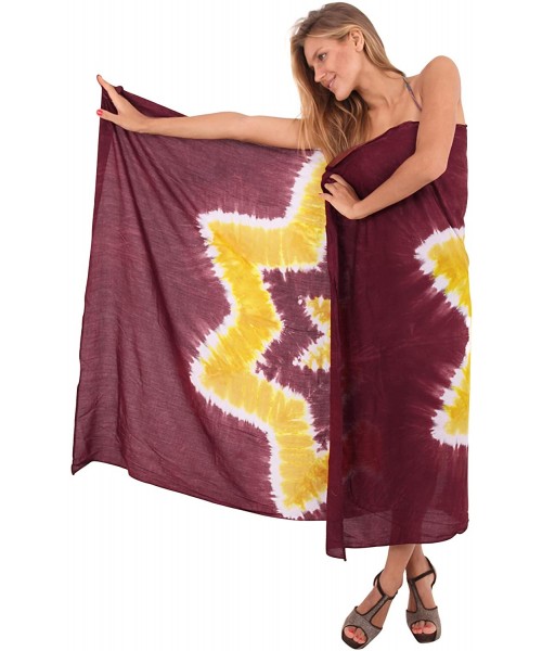 Cover-Ups Women's Swimwear Pareo Beach Cover Up Sarong Wrap Skirts Hand Tie Dye B - Brown_q842 - CJ121U7MKKV