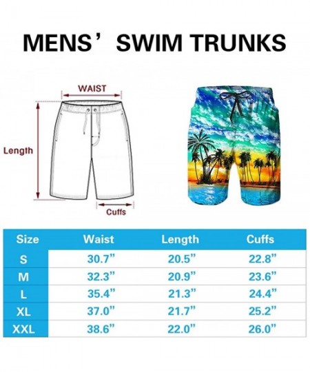 Board Shorts Men's Hawaiian Beach Shorts 3D Printed Swim Trunks Quick Dry Surf Bathing Suit - Blue Hawaiian - C418Q7RH625