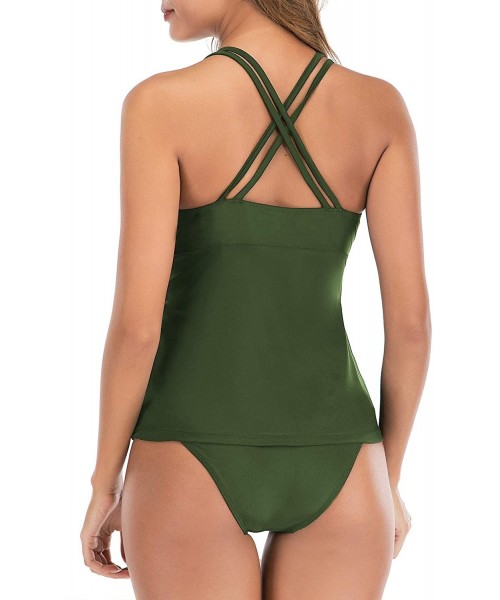 Sets Tankini Swimsuits for Women Halter Two Piece Bathing Suits with Tankini Tops - 03 Green - CB194MXYH3G