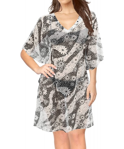 Cover-Ups Women's Plus Size Caftan Bikini Swimwear Cover Ups Dress Short Mini B - Halloween Black_c497 - CF194EA504O