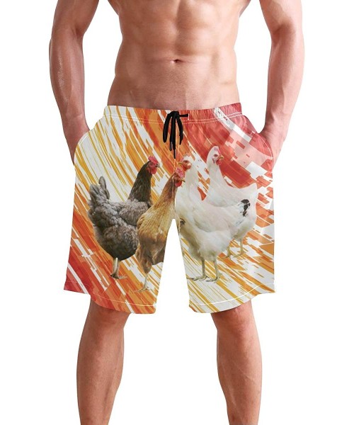 Board Shorts Men's Quick Dry Swim Trunks with Pockets Beach Board Shorts Bathing Suits - Chicken - C2195296667