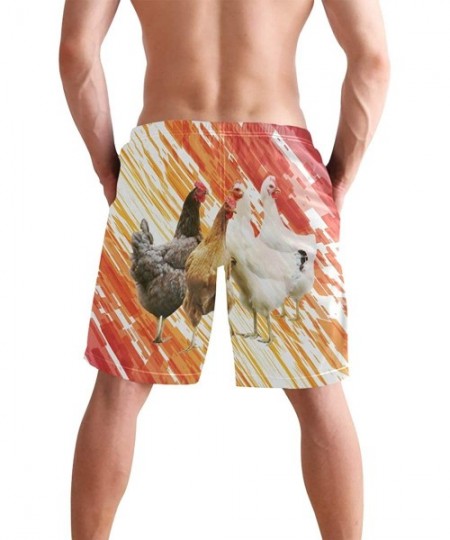 Board Shorts Men's Quick Dry Swim Trunks with Pockets Beach Board Shorts Bathing Suits - Chicken - C2195296667